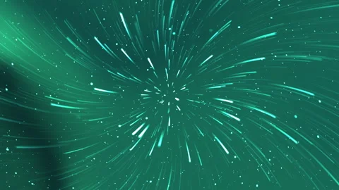 Green light streaks radiating from center in abstract space Vidéo 336326191