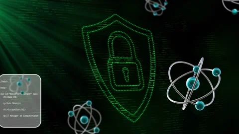 Green light sweeping TL starting shield padlock pulsing orbits rotating code Stock Footage 334729264