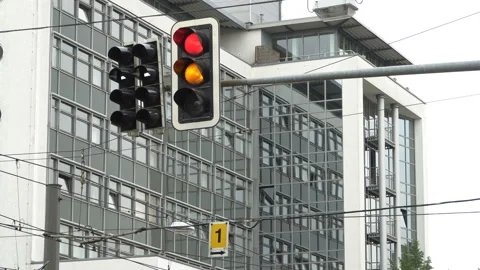 Green light on traffic light and road Stock Footage 92998549