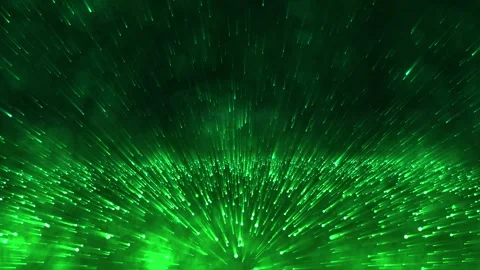 Green light trails radiating from center on dark background Vídeo Stock 332272207