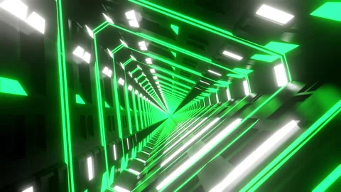 Green Light Triangles Tunnel Loop Stock Footage 267952642