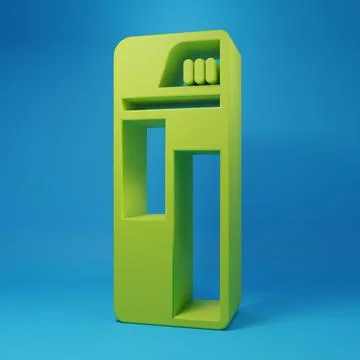 Green Lighter icon isolated on blue background. Minimalism concept. 3D rend.. Stock Illustration