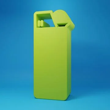 Green Lighter icon isolated on blue background. Minimalism concept. 3D rend.. Stock Illustration