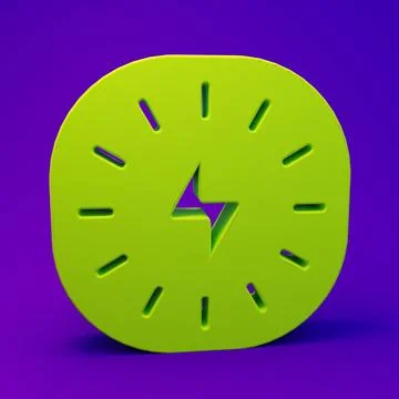 Green Lightning bolt icon isolated on purple-blue background. Flash sign. C.. Stock Illustration