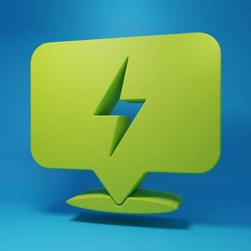 Green Lightning bolt icon isolated on blue background. Flash icon. Charge f.. Stock Illustration