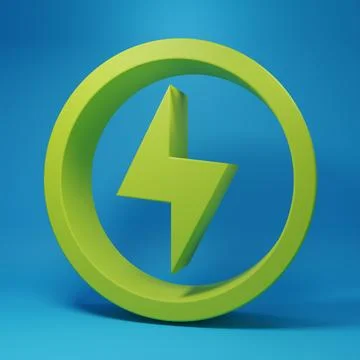 Green Lightning bolt icon isolated on blue background. Flash sign. Charge f.. Stock Illustration