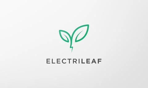 Green lightning leaf logo in a modern and simple shape Stock Illustration