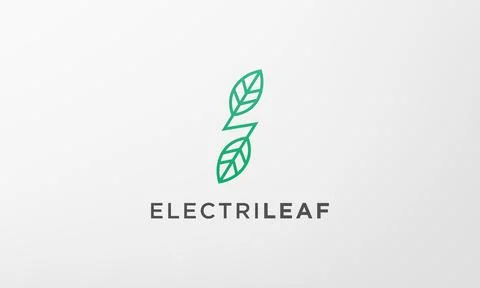 Green lightning leaf logo in a modern and simple shape Stock Illustration