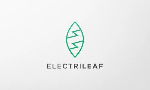 Green lightning leaf logo in a modern and simple shape Illustrazione stock