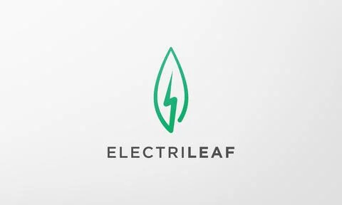 Green lightning leaf logo in a modern and simple shape Stock Illustration