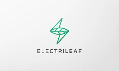Green lightning leaf logo in a modern and simple shape Stock Illustration