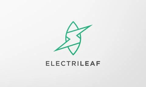 Green lightning leaf logo in a modern and simple shape Illustrazione stock