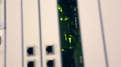 Green lights flashing inside the server Video stock 47835189