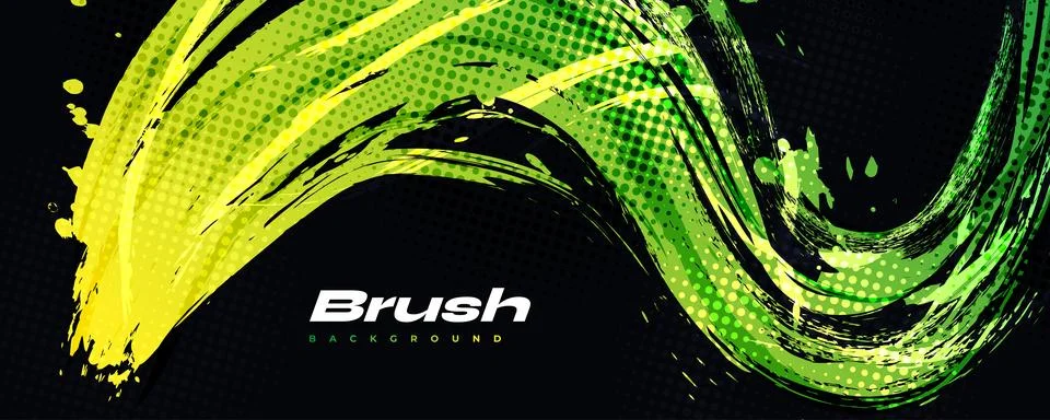 Green Lime Gradient Brush Texture Isolated on Black Background Illustrazione stock