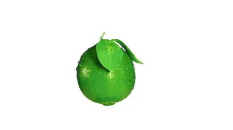 Green lime rotating on a white background Stock Footage 43344210
