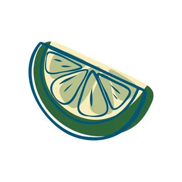 Green Lime Slice Doodle Drawing Clipart Art Stockillustratie
