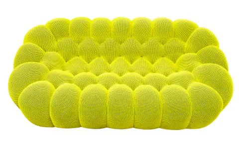Green lime sofa with pillow. Soft lemon couch. Classic pistachio divan on Stock Photos