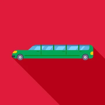 Green limousine flat design icon long shadow イラスト素材