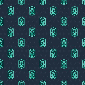 Green line 3d modeling icon isolated seamless pattern on blue background. Aug Stock Illustration