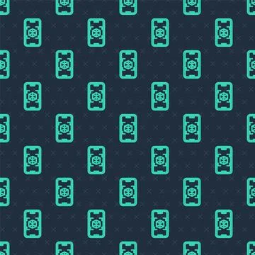 Green line 3d modeling icon isolated seamless pattern on blue background Illustrazione stock