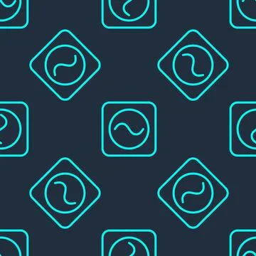 Green line AC voltage source symbol icon isolated seamless pattern on blue Stock Illustration