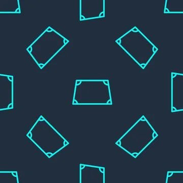 Green line Acute trapezoid shape icon isolated seamless pattern on blue イラスト素材