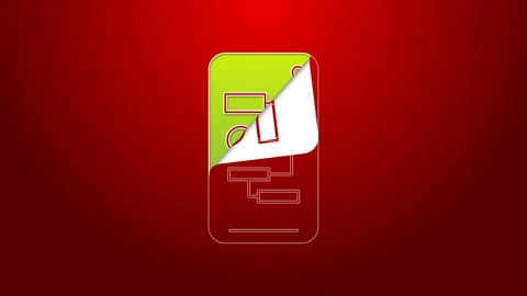 Green line Algorithm icon isolated on red background. Algorithm symbol design Stock Footage 143620470