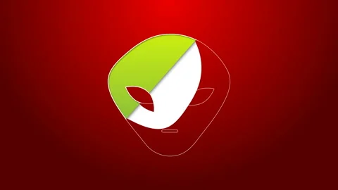 Green line Alien icon isolated on red background. Extraterrestrial alien face or Stock Footage 143616378