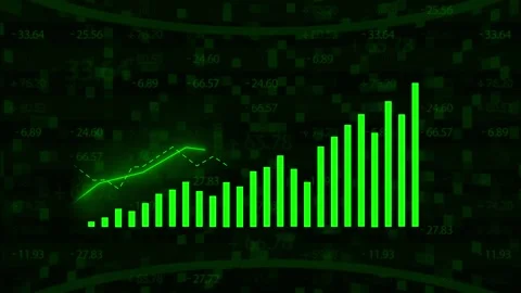 Green Line and Bar Chart Visualization. Stock Footage 293082579