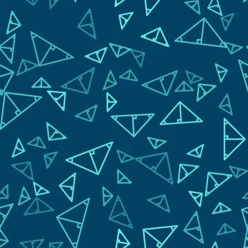 Green line Angle bisector of a triangle icon isolated seamless pattern on blue Stock Illustration