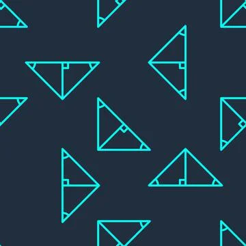 Green line Angle bisector of a triangle icon isolated seamless pattern on blue Illustrazione stock