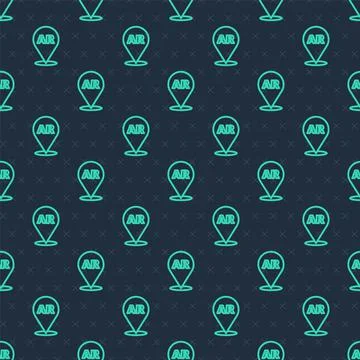 Green line Augmented reality AR icon isolated seamless pattern on blue 库存插图