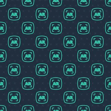 Green line Augmented reality AR icon isolated seamless pattern on blue イラスト素材