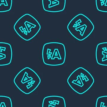 Green line Auto flash icon isolated seamless pattern on blue background Stock Illustration