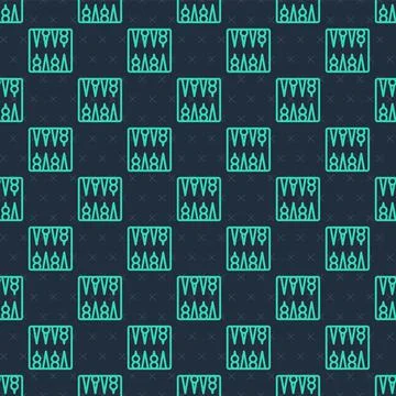 Green line Backgammon board icon isolated seamless pattern on blue background Stock Illustration