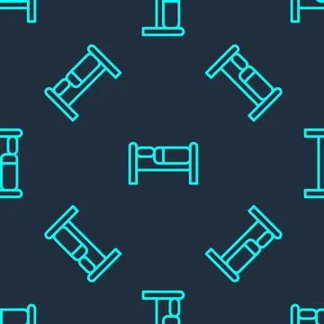 Green line Bed icon isolated seamless pattern on blue background. Vector イラスト素材