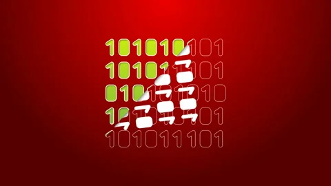 Green line Binary code icon isolated on red background. 4K Video motion graphic Stock Footage 143877818