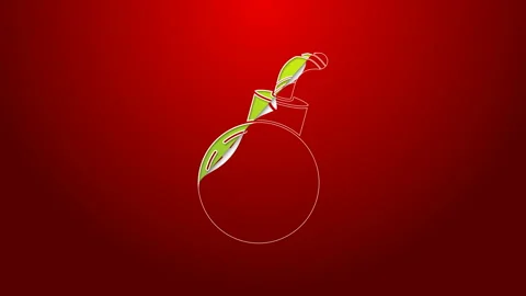 Green line Bomb ready to explode icon isolated on red background. Happy Stock Footage 143619679