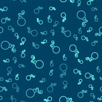 Green line Bomb ready to explode icon isolated seamless pattern on blue Stock Illustration