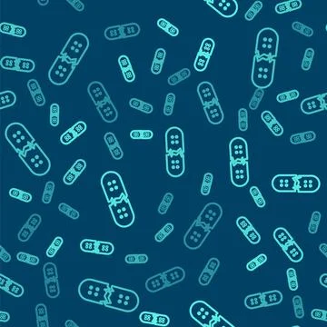 Green line Broken skateboard deck icon isolated seamless pattern on blue ba.. イラスト素材