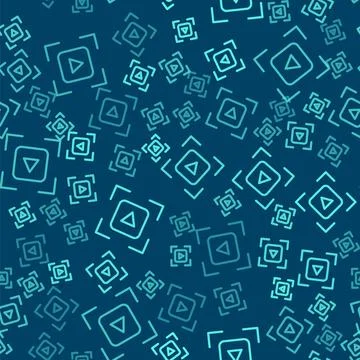Green line Camera focus frame line icon isolated seamless pattern on blue Illustrazione stock