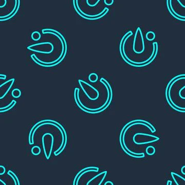 Green line Camera timer icon isolated seamless pattern on blue background. Photo Illustrazione stock