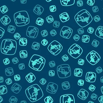 Green line Canada map icon isolated seamless pattern on blue background. Vector 스톡 일러스트