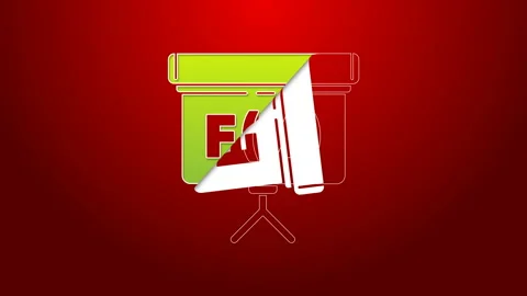 Green line Chalkboard with function mathematical icon isolated on red background 스톡 동영상 143879021