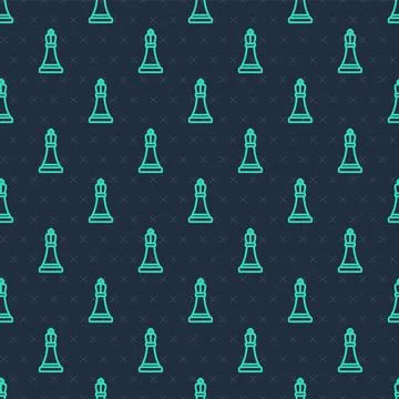 Green line Chess icon isolated seamless pattern on blue background. Business 스톡 일러스트