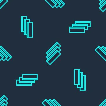 Green line Cigarette rolling papers pack icon isolated seamless pattern on bl Illustrazione stock