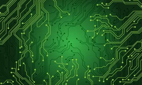 Green line circuit computer technology futuristic background design creative Stock Illustration