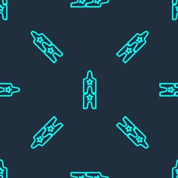 Green line Circus ticket icon isolated seamless pattern on blue background Illustrazione stock
