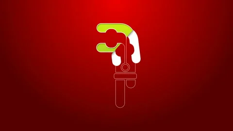 Green line Clamp tool icon isolated on red background. Locksmith tool. 4K Video 스톡 동영상 143882697