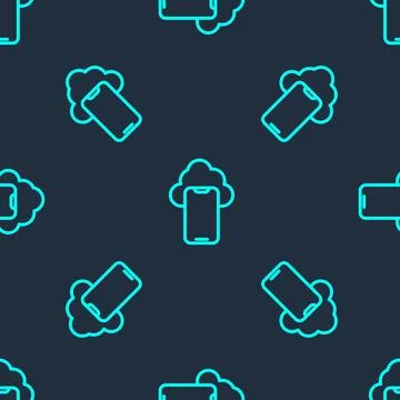 Green line Cloud technology data transfer and storage icon isolated seamless イラスト素材